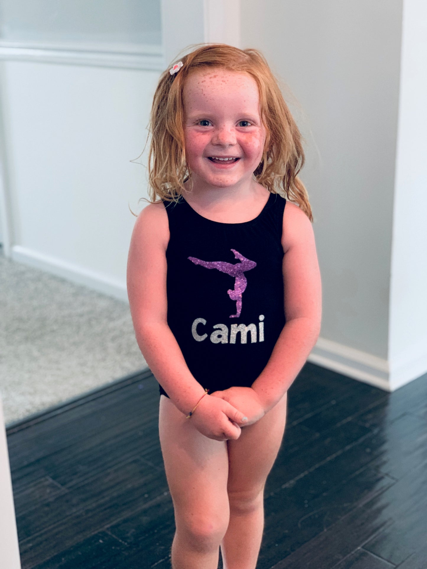 Girls leotard with glitter detail