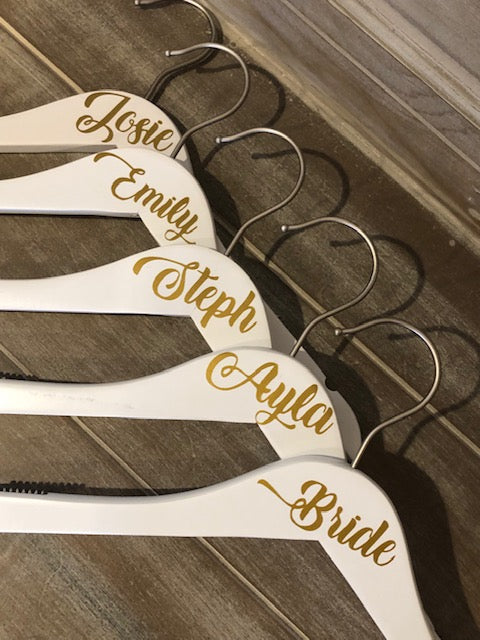 Personalized Hangers for your WEDDING PARTY - BRIDESMAIDS- MOM OF BRIDE- BRIDE- FLOWER GIRL