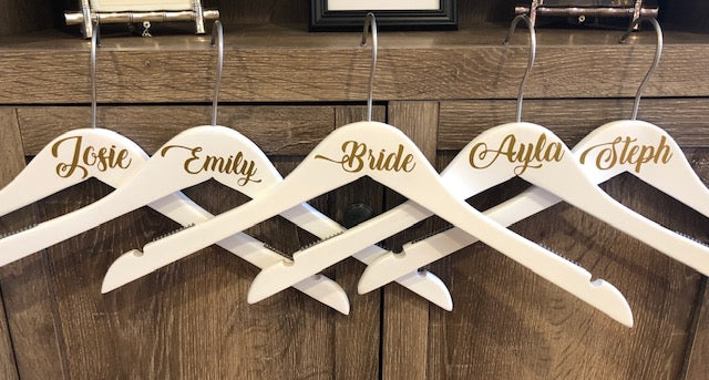 Personalized Hangers for your WEDDING PARTY - BRIDESMAIDS- MOM OF BRIDE- BRIDE- FLOWER GIRL