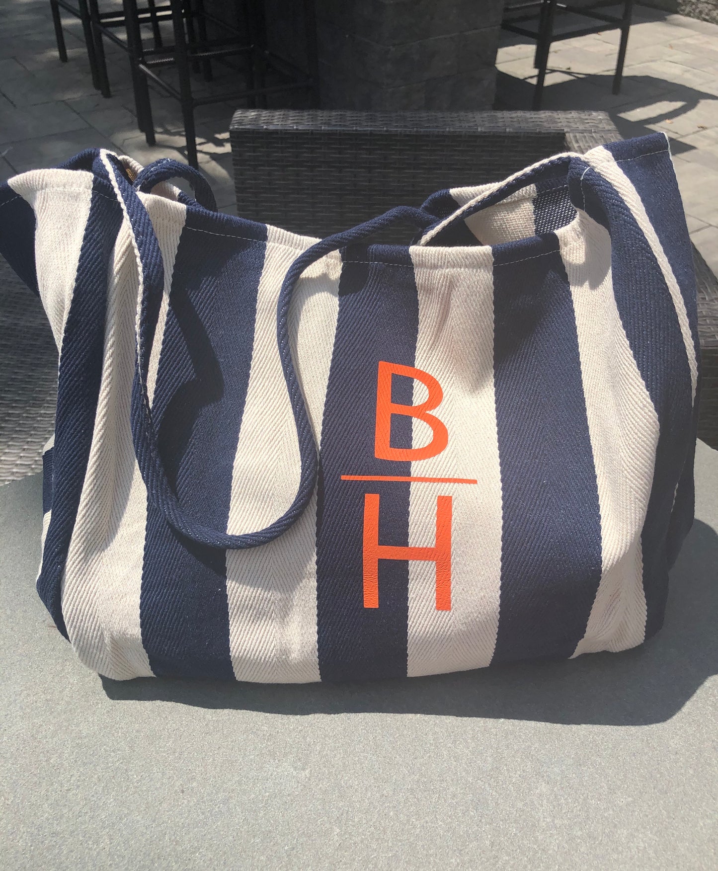 Stripe CANVAS soft lightweight tote with Monogram