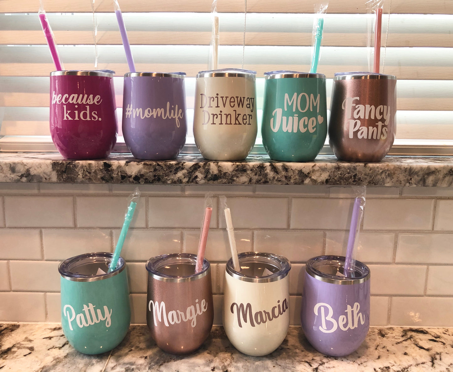 Stemless Wine Tumbler with Straw