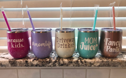 Stemless Wine Tumbler with Straw