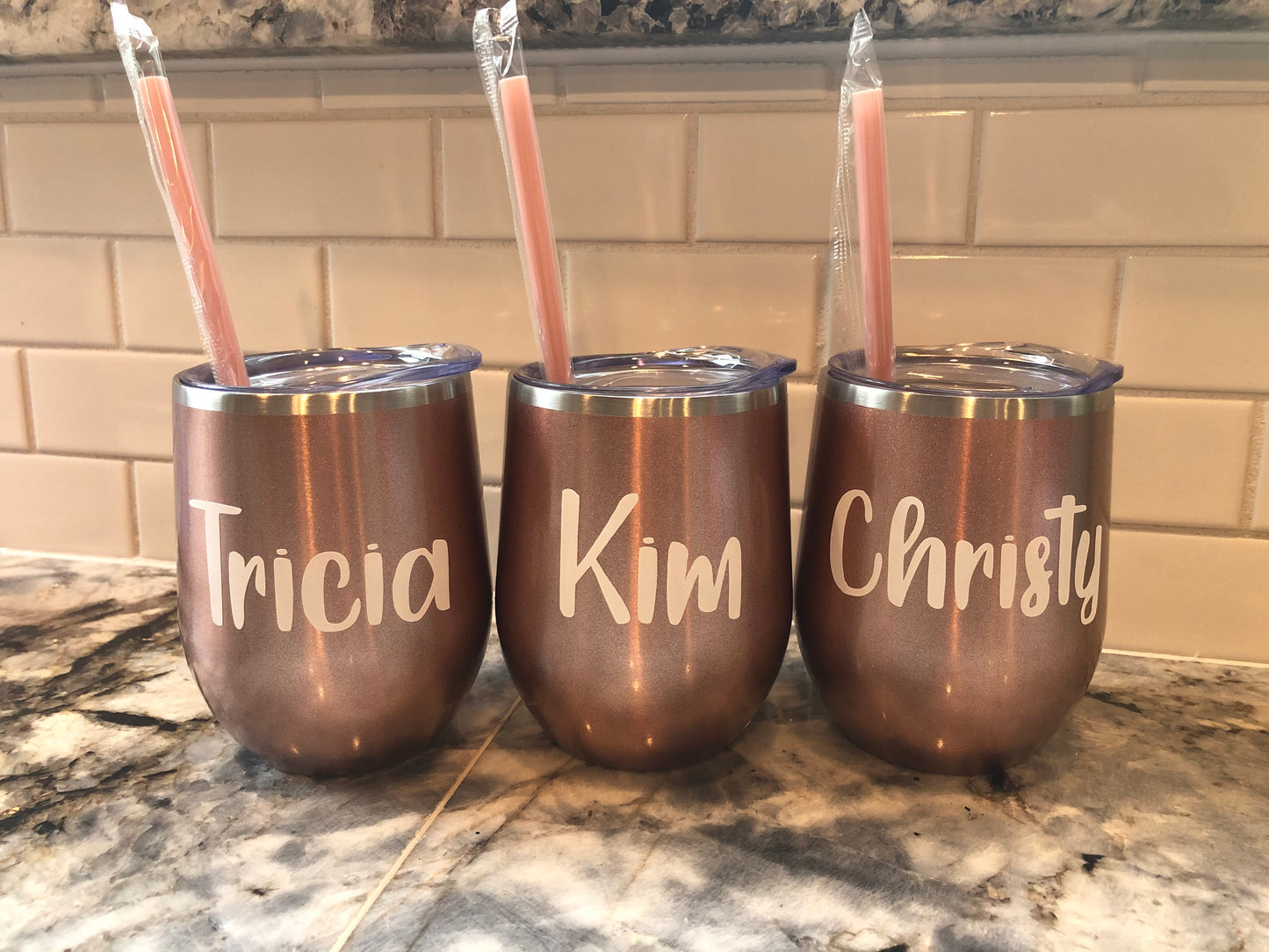 Stemless Wine Tumbler with Straw