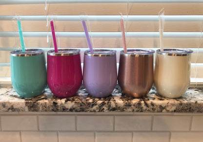 Stemless Wine Tumbler with Straw